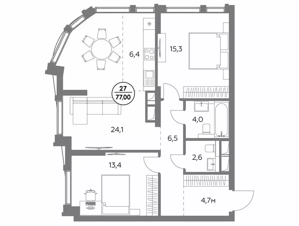 2-комнатная квартира: Москва, улица Фридриха Энгельса, 58с3 (77 м) - Фото 0