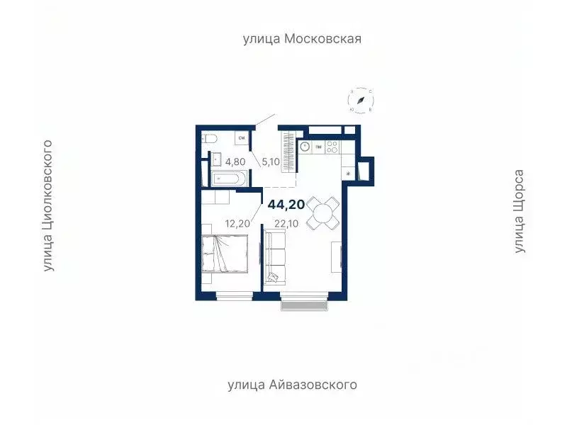 1-к кв. Свердловская область, Екатеринбург ул. Московская, 249/2 (44.1 ... - Фото 0