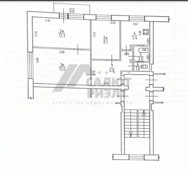 3-к кв. Калининградская область, Балтийск ул. Ушакова, 24 (50.6 м) - Фото 1