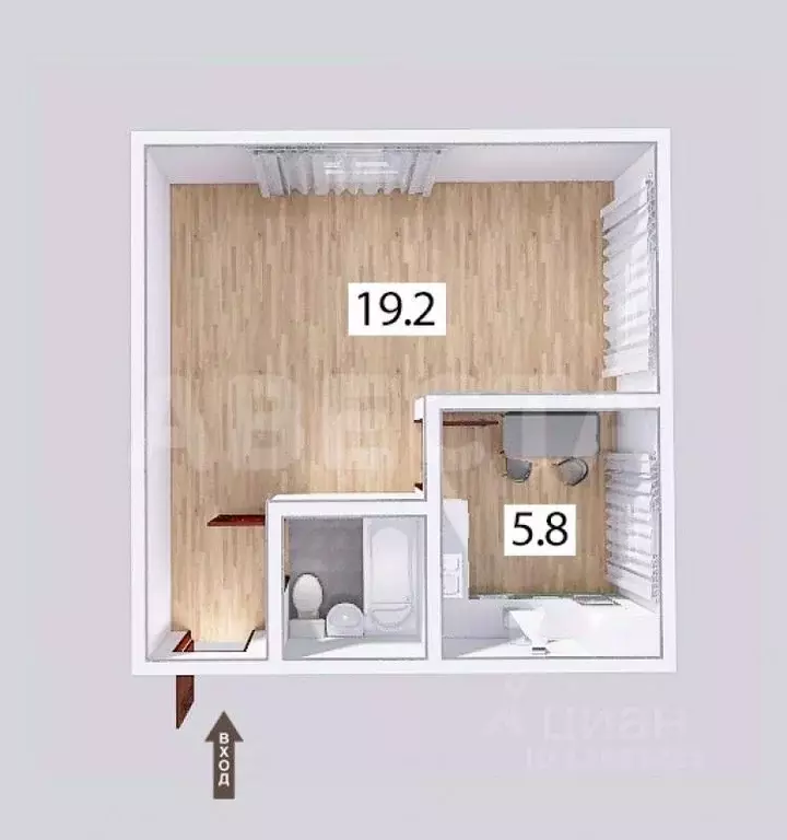 1-к кв. Омская область, Омск ул. Профинтерна, 23 (29.9 м) - Фото 2