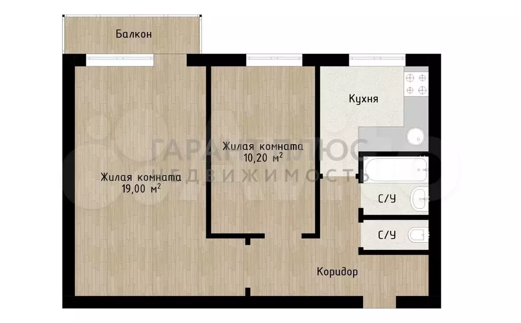 2-к. квартира, 45,5 м, 8/9 эт. - Фото 0