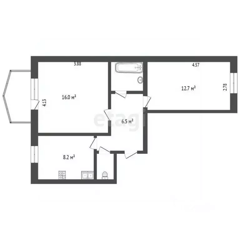 2-к кв. Ярославская область, Ярославль ул. Нефтяников, 18к3 (48.0 м) - Фото 2