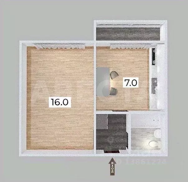 1-к кв. Омская область, Омск ул. Рабиновича, 123 (28.2 м) - Фото 1