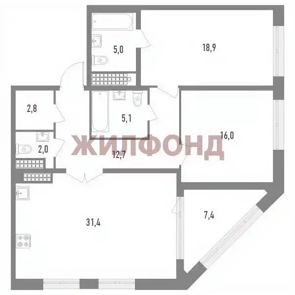 2-к кв. Санкт-Петербург ул. Типанова, 22 (97.6 м) - Фото 2