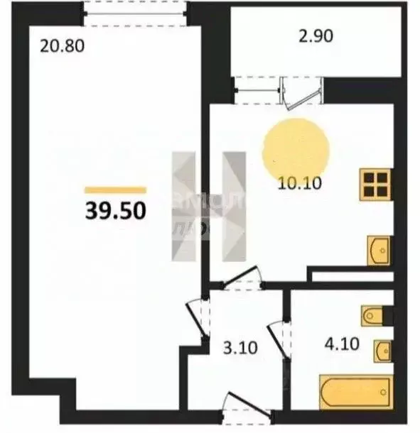 1-к кв. Краснодарский край, Краснодар ул. Им. Мурата Ахеджака, 12к3 ... - Фото 2