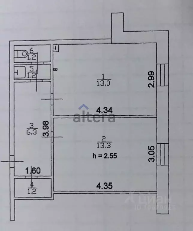 1-к кв. Татарстан, Казань ул. Фатыха Амирхана, 12Б (36.2 м) - Фото 2