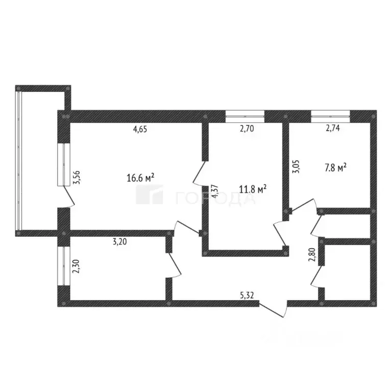 3-к кв. Кемеровская область, Новокузнецк ул. Челюскина, 41А (60.8 м) - Фото 2