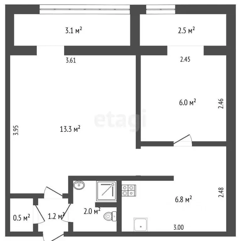 2-к кв. Тюменская область, Тюмень ул. Бабарынка, 16а (35.4 м) - Фото 0