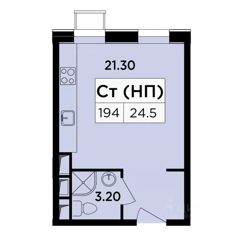 Студия Москва Березовая аллея, 19к6 (23.7 м) - Фото 1