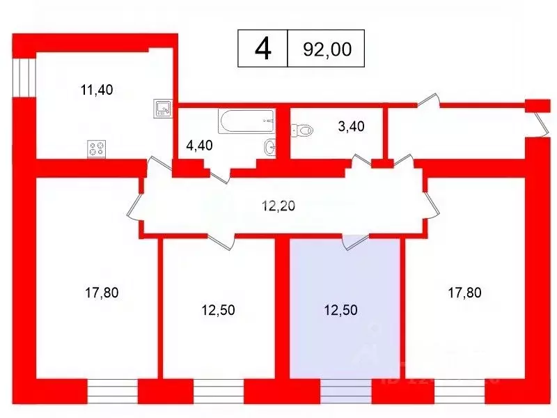 Комната Санкт-Петербург Гаванская ул., 49К2 (12.5 м) - Фото 1