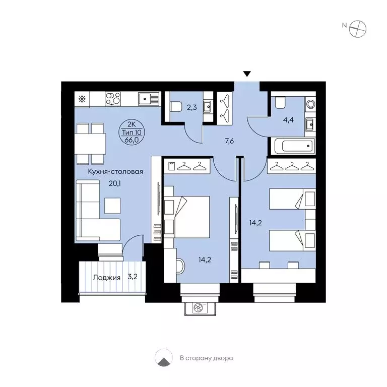 2-комнатная квартира: Сыктывкар, Октябрьский проспект, 139 (66 м) - Фото 1
