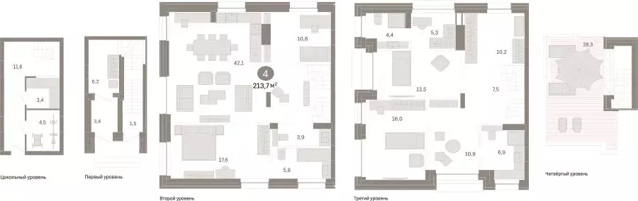 4-комнатная квартира: Тюмень, улица Муравленко, 9/2 (213.68 м) - Фото 1