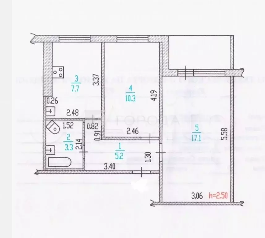 2-к. квартира, 43,6 м, 6/9 эт. - Фото 0