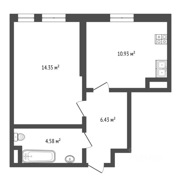 1-к кв. Тюменская область, Тюмень Харьковская ул., 76 (36.2 м) - Фото 2