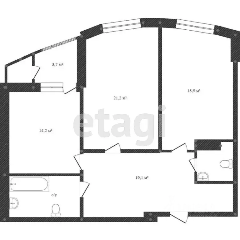 2-к кв. Ханты-Мансийский АО, Сургут Университетская ул., 11 (82.3 м) - Фото 1