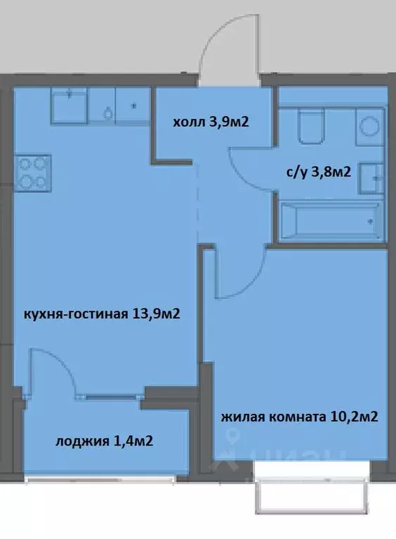 1-к кв. Татарстан, Казань Манзара Тауэрс жилой комплекс (33.2 м) - Фото 1