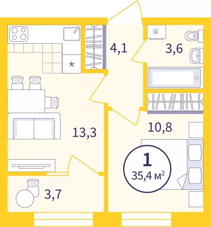 1-комнатная квартира: Екатеринбург, улица Репина, 111 (33.59 м) - Фото 0