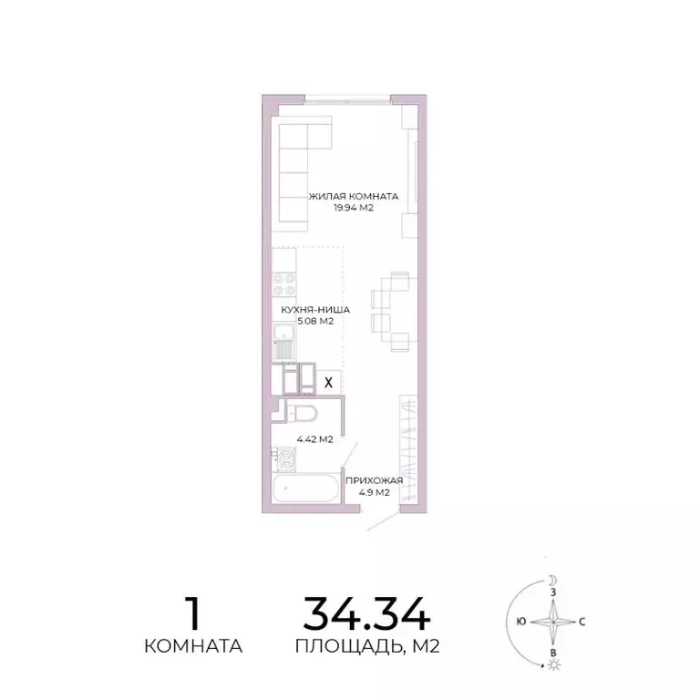 1-к кв. Пензенская область, Пенза Побочинская ул., с18 (34.34 м) - Фото 0