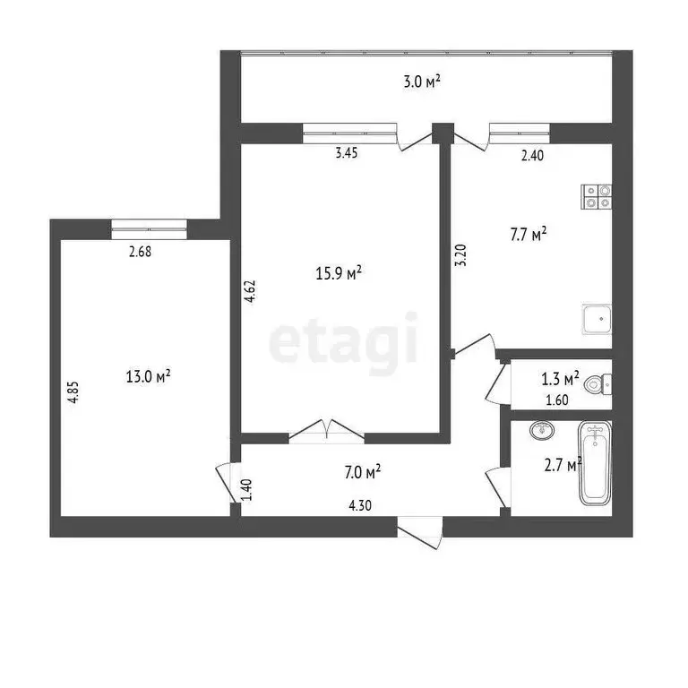 2-комнатная квартира: Саранск, Гожувская улица, 28 (45.9 м) - Фото 0