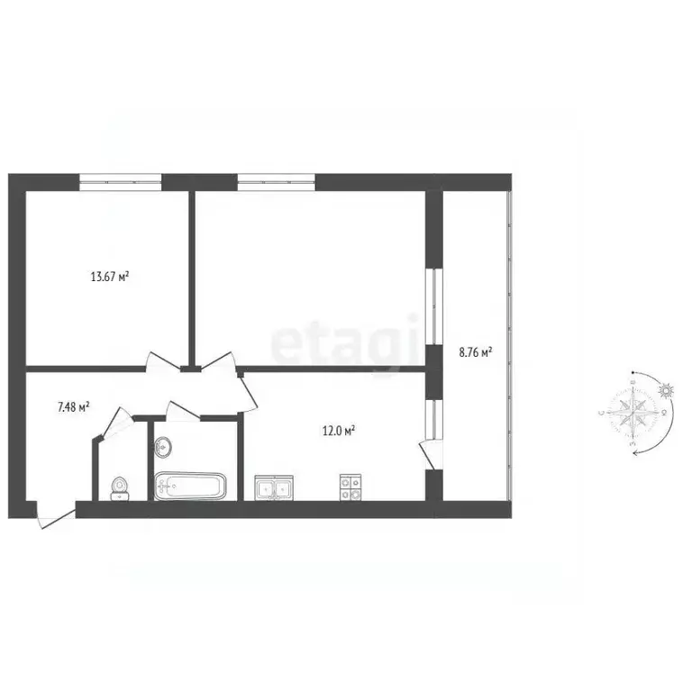 2-к кв. Калужская область, Калуга ул. Минская, 39 (64.8 м) - Фото 2