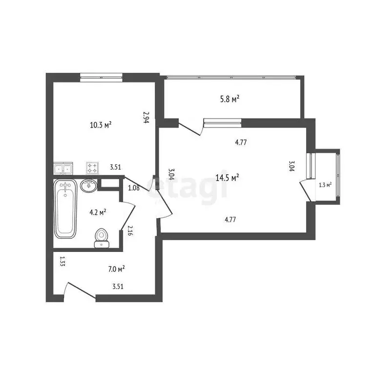 1-комнатная квартира: Санкт-Петербург, Парашютная улица, 71к2 (36 м) - Фото 1