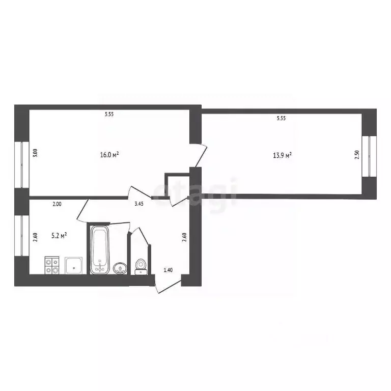 2-к кв. Пензенская область, Пенза ул. Аустрина, 152 (44.1 м) - Фото 1