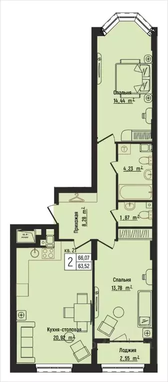 2-к кв. Нижегородская область, Нижний Новгород Литературная ул., 5 ... - Фото 0
