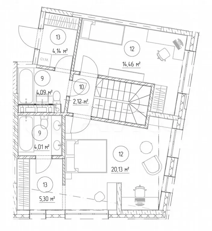 3-к. квартира, 124 м, 8/9 эт. - Фото 1