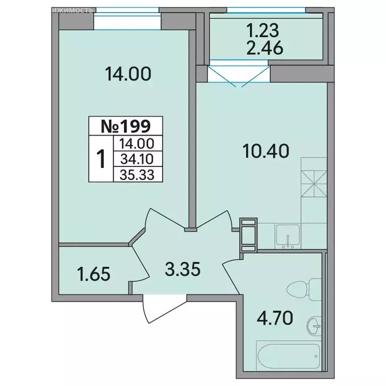 1-комнатная квартира: Скотное, жилой комплекс Рождественский квартал ... - Фото 1