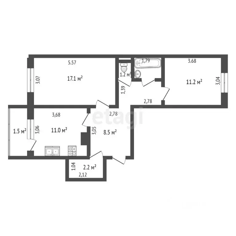 2-к кв. Костромская область, Кострома Соловьиная ул., 4 (57.9 м) - Фото 1