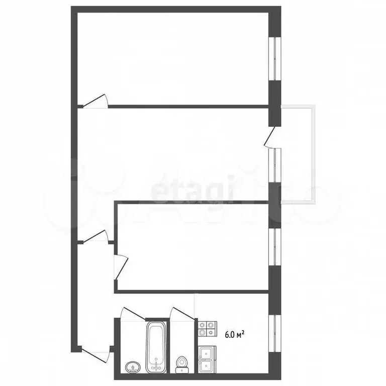 3-к. квартира, 53 м, 4/4 эт. - Фото 0