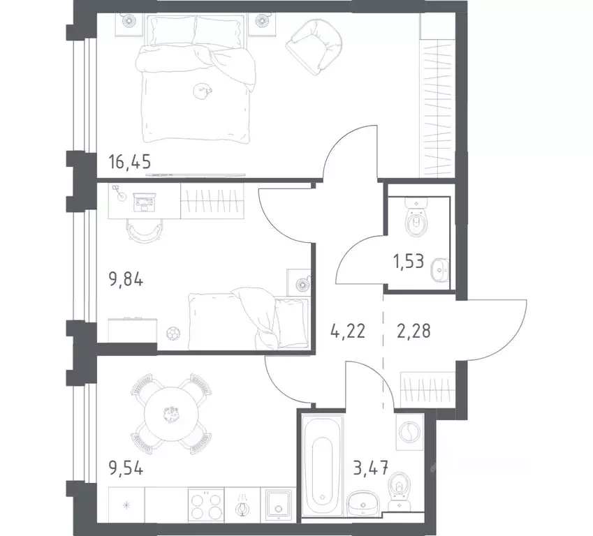 2-к кв. Забайкальский край, Чита Железобетонная ул., 1/3 (47.33 м) - Фото 1