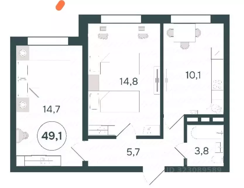 2-к кв. Адыгея, Тахтамукайский район, Яблоновский пгт Шоссейная ул., ... - Фото 2
