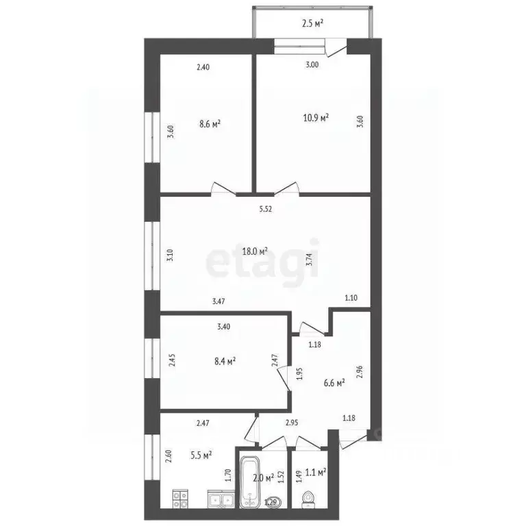 4-к кв. Башкортостан, Стерлитамак ул. Шаймуратова, 13 (61.1 м) - Фото 1