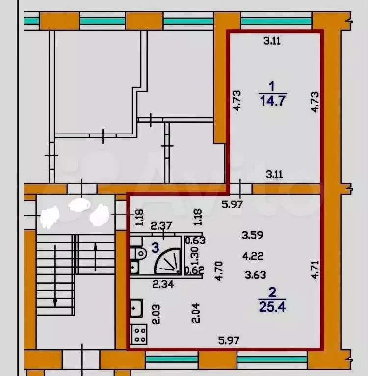 2-к. квартира, 43 м, 1/5 эт. - Фото 0