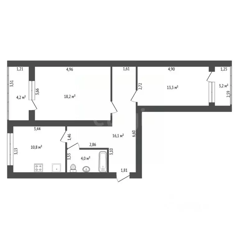 2-к кв. Башкортостан, Уфа ул. Минигали Губайдуллина, 11 (66.1 м) - Фото 0