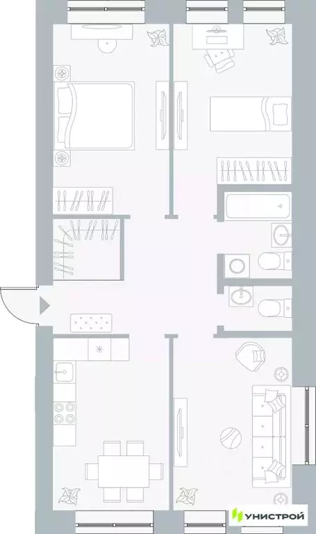 3-к кв. Пермский край, Пермь Рионская ул., 4А (70.61 м) - Фото 1