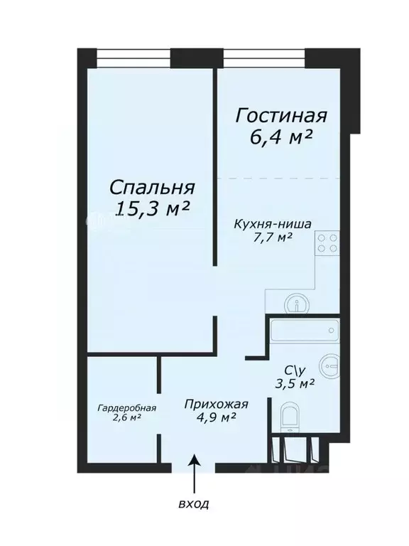 2-к кв. Москва Мосрентген поселение, № 2 кв-л, 5с1 (40.6 м) - Фото 1