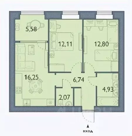 2-к кв. Брянская область, Брянский район, пос. Мичуринский, ... - Фото 1