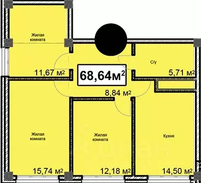 3-к кв. Ставропольский край, Ессентуки ул. Благодатная, 24 (68.64 м) - Фото 0