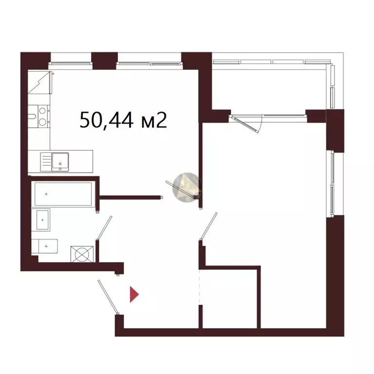 1-комнатная квартира: посёлок Лисий Нос, Авиационная улица, 5 (50.44 ... - Фото 2