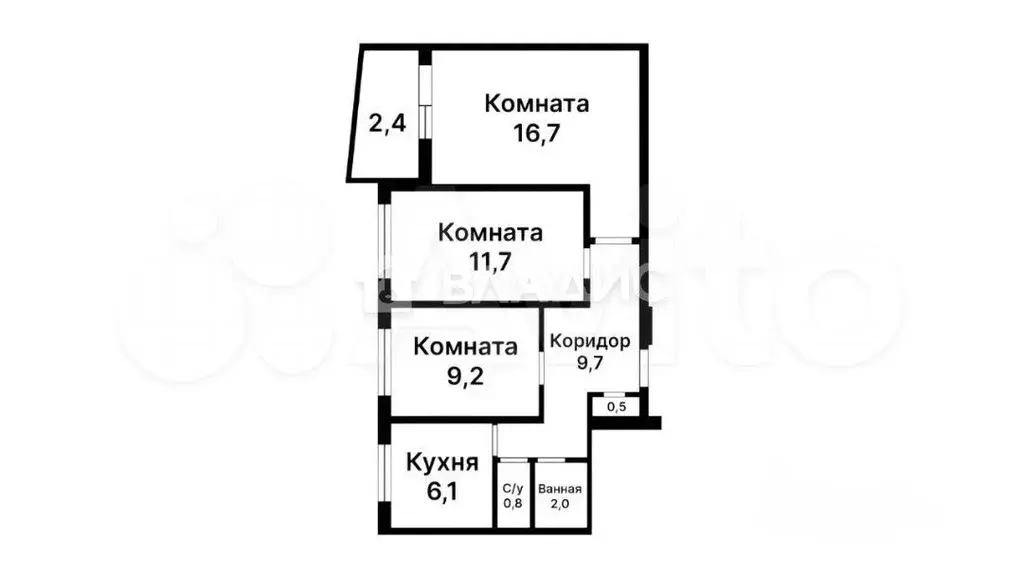 3-к. квартира, 58 м, 5/9 эт. - Фото 0