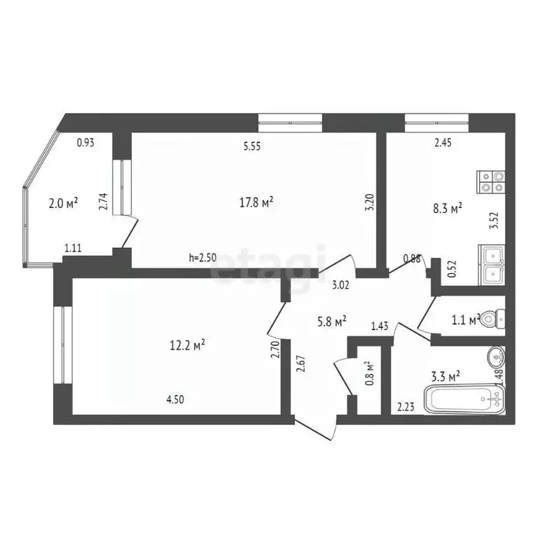 2-к кв. Башкортостан, Стерлитамак Михайловский мкр, ул. Шафиева, 1 ... - Фото 1