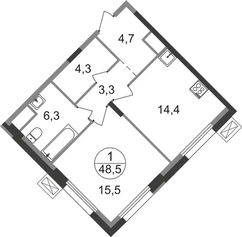 1-комнатная квартира: посёлок городского типа Заречье, жилой комплекс ... - Фото 1