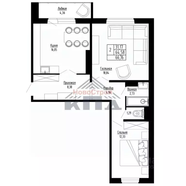 2-к кв. Новосибирская область, Новосибирск ул. Николая Сотникова, 36/1 ... - Фото 1