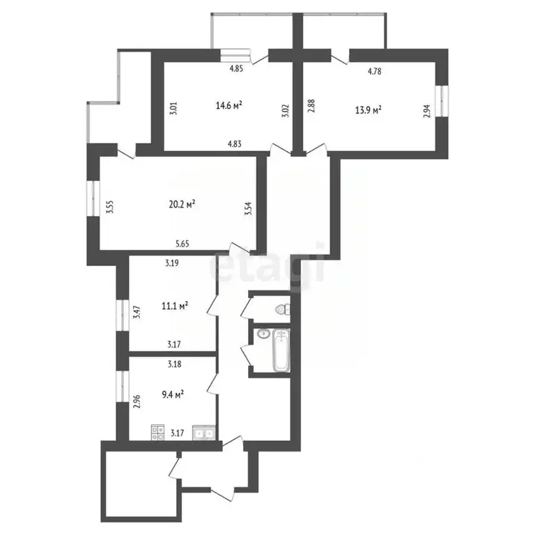 4-к кв. Белгородская область, Белгород Молодежная ул., 22 (104.6 м) - Фото 1