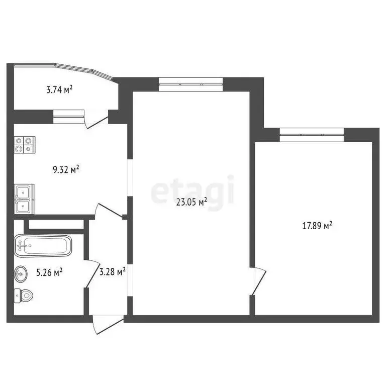 2-комнатная квартира: Тюмень, улица Федюнинского, 58 (58 м) - Фото 0