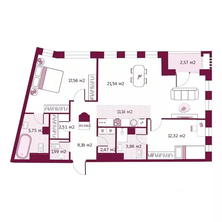 2-к кв. Тюменская область, Тюмень ул. Герцена, 33 (89.9 м) - Фото 0