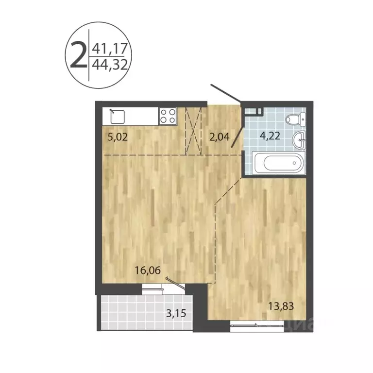 2-к кв. Иркутская область, Иркутск Лермонтов парк жилой комплекс ... - Фото 1