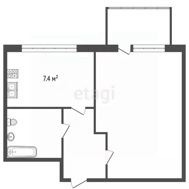 1-к кв. Санкт-Петербург ш. Революции, 3к2 (32.7 м) - Фото 2